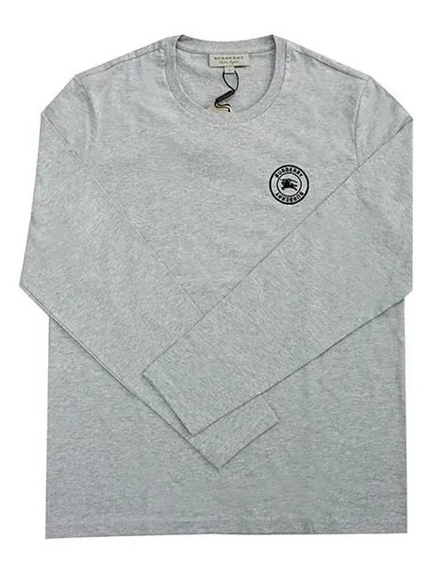 Embroidered Logo Round Neck Long Sleeve T-Shirt Grey - BURBERRY - BALAAN 1