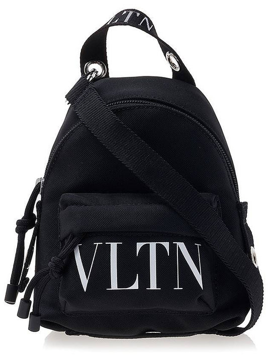 VLTN Print Nylon Mini Backpack Black - VALENTINO - BALAAN 1