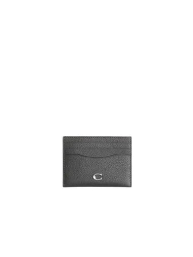 Logo Leather Card Wallet Charcoal - COACH - BALAAN 1