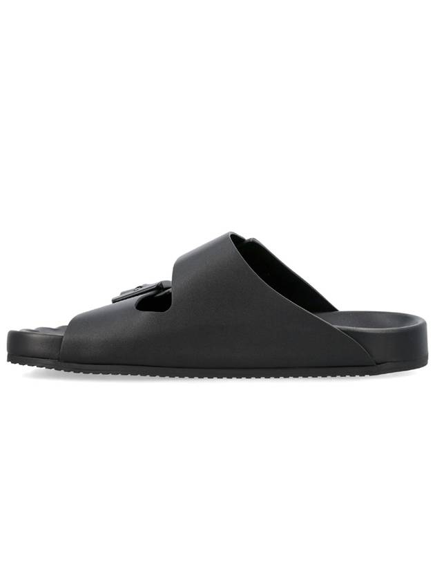 Sunday Double Buckle Leather Slippers Black - BALENCIAGA - BALAAN 5