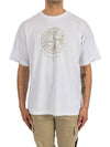 Men's Logo Print Crew Neck Short Sleeve T-Shirt White - STONE ISLAND - BALAAN 3