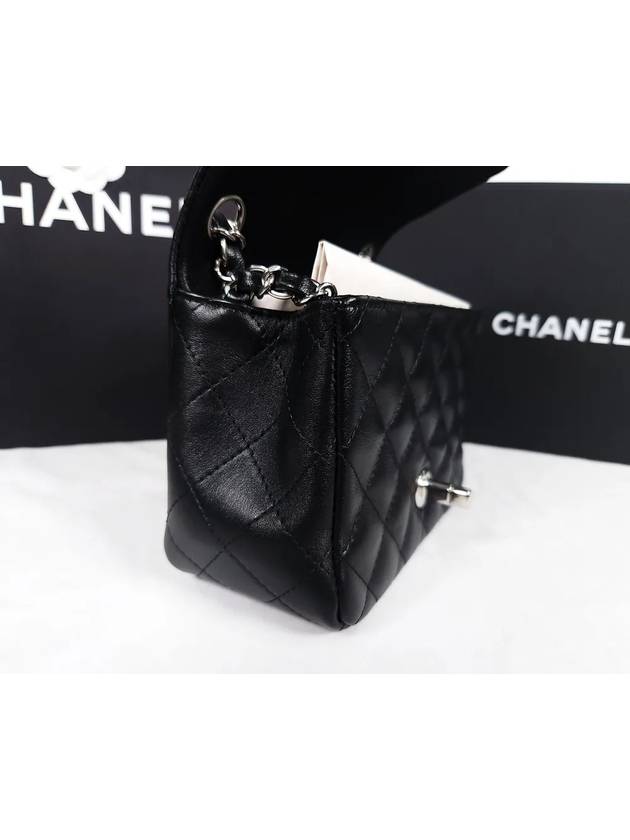 Mini Flap Bag Lambskin Silver Black - CHANEL - BALAAN 7