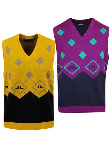 Argyle Golf Vest Wool Knit AMKW07000 - J.LINDEBERG - BALAAN 1