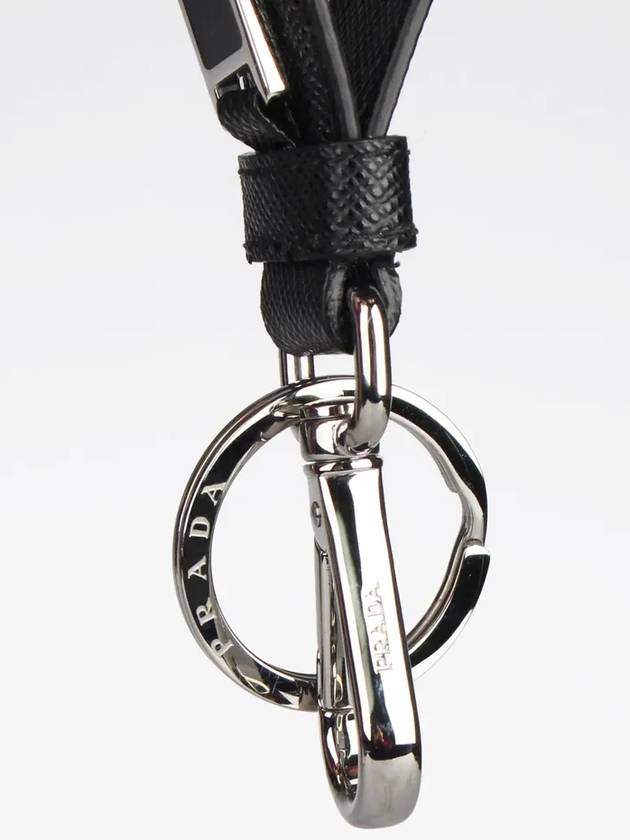 Logo Saffiano Leather Key Holder Black - PRADA - BALAAN 4