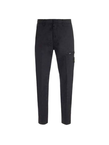 Cotton Canvas Straight Pants Black - STONE ISLAND - BALAAN 1