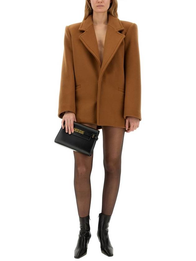 Short Wool Single Coat Camel - SAINT LAURENT - BALAAN 3