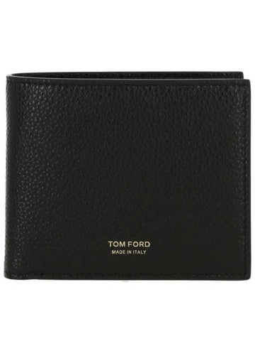 Men's T-Line Small Grain Leather Half Wallet Black - TOM FORD - BALAAN 1