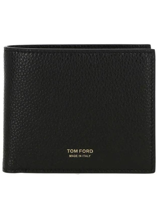 Men's T-Line Small Grain Leather Half Wallet Black - TOM FORD - BALAAN 1