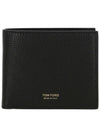 Men's T-Line Small Grain Leather Half Wallet Black - TOM FORD - BALAAN 1