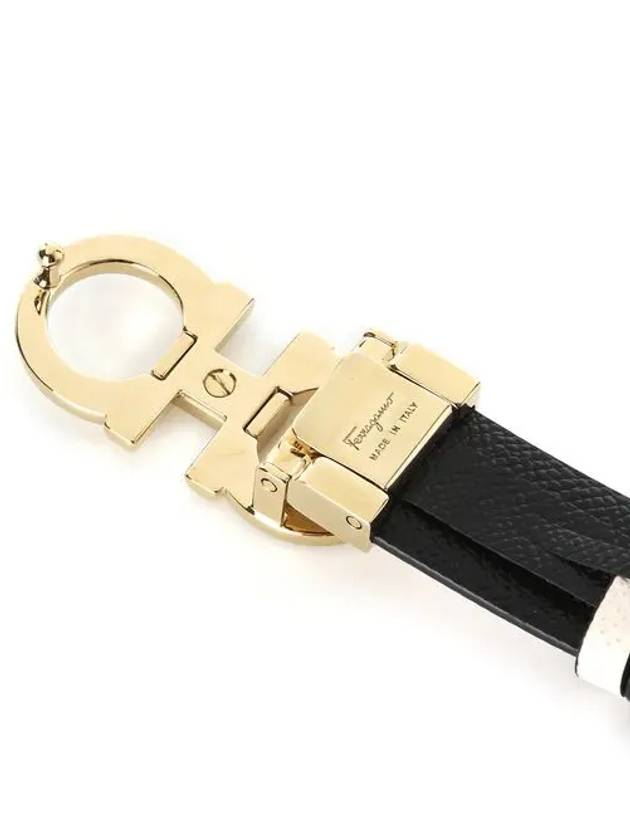 Reversible Gancini Leather Belt Black Bone - SALVATORE FERRAGAMO - BALAAN 6