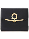 Gancini Leather Half Wallet Black - SALVATORE FERRAGAMO - BALAAN 2