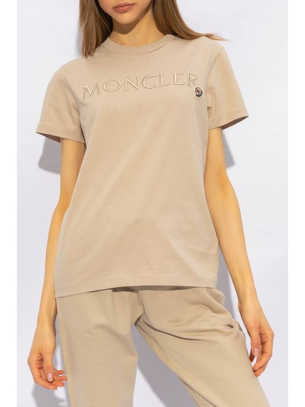 Moncler T-shirt With Logo, Women's, Beige - MONCLER - BALAAN 3