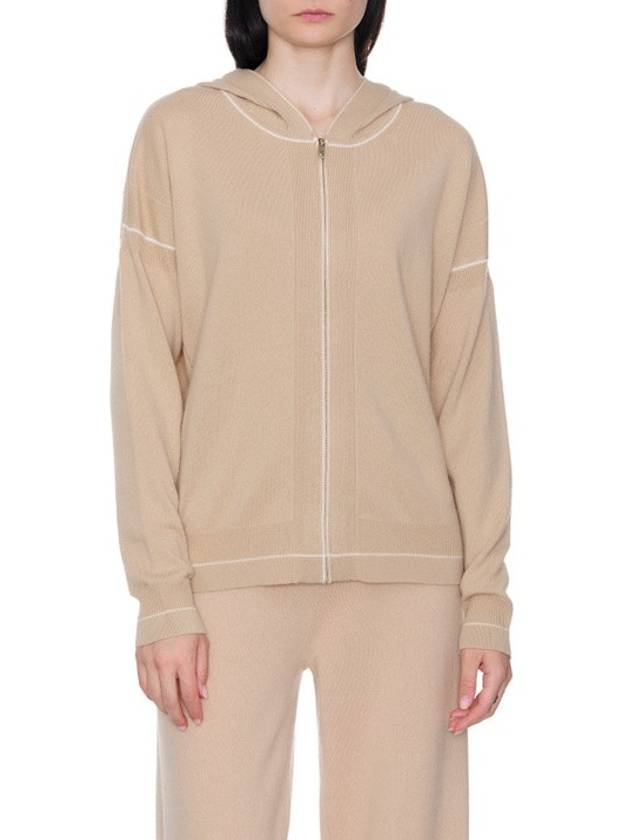 Women's Pluto Wool Cashmere Zip Up Hoodie Beige - MAX MARA - BALAAN 2