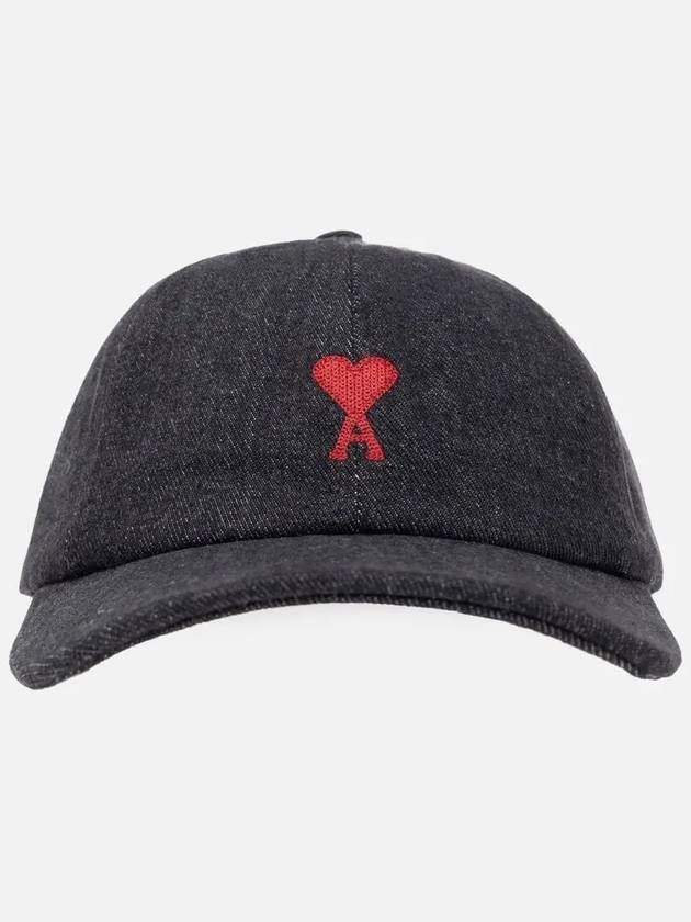 Heart Logo Denim Ball Cap Black - AMI - BALAAN 3