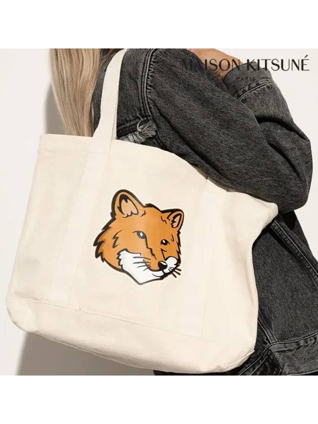 Fox Head Print Tote Bag Ecru - MAISON KITSUNE - BALAAN 7