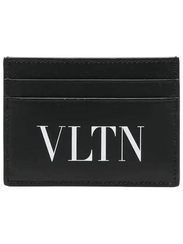 VLTN Logo Print Card Wallet Black - VALENTINO - BALAAN 1