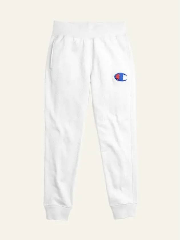 Reverse Weave Direct Flock Script Track Pants White - CHAMPION - BALAAN 7