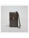 Three Stripes Strap Leather Phone Case Grey - THOM BROWNE - BALAAN 2