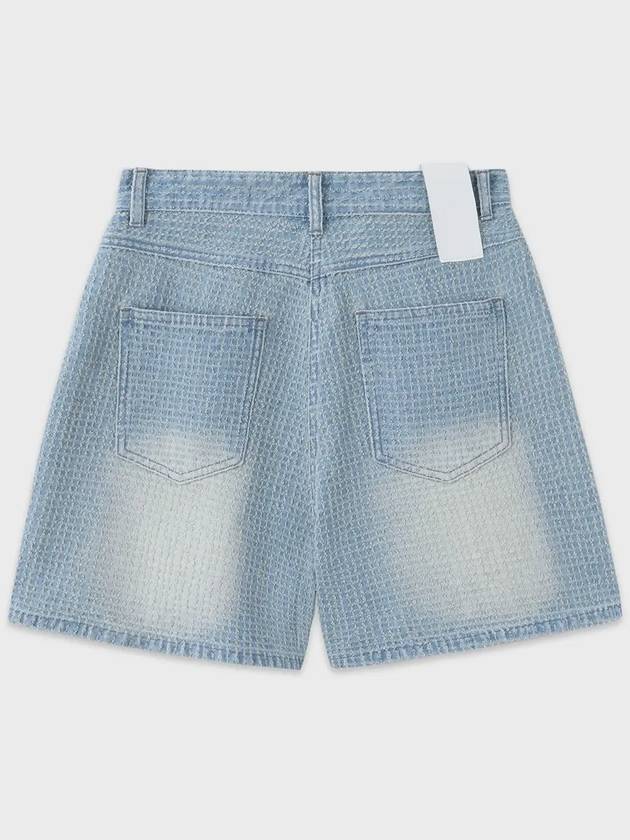 Damaged Striped Denim Short Light Blue - NOIRER FOR WOMEN - BALAAN 9