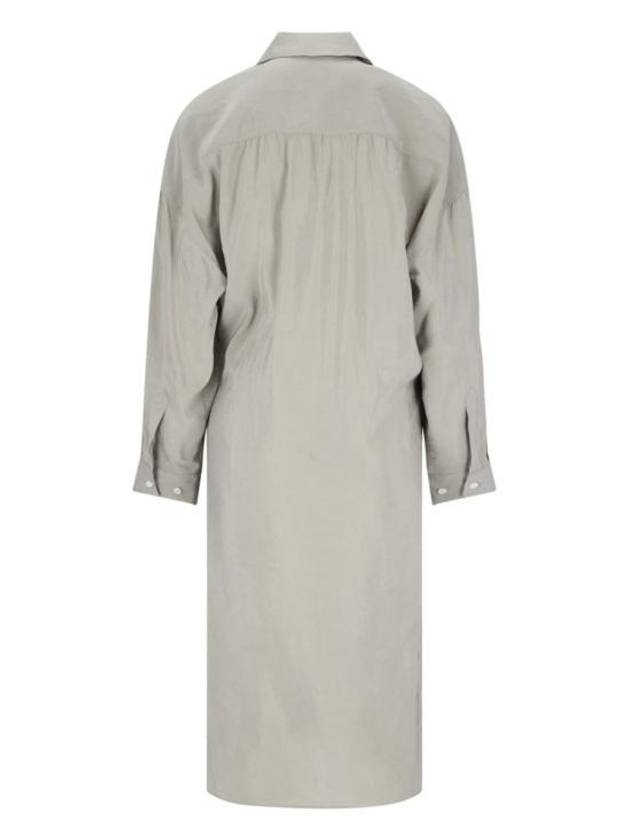 Straight Collar Twisted Dry Silk Midi Dress Light Misty Grey - LEMAIRE - BALAAN 3