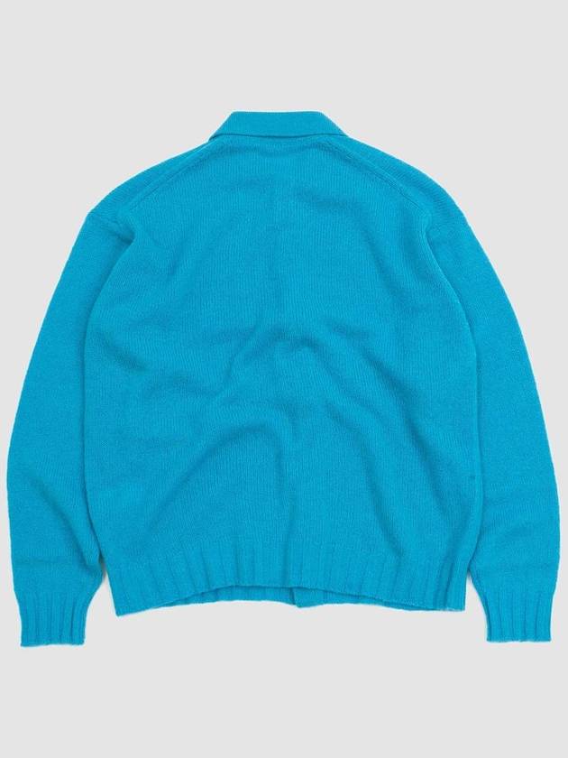 SHETLAND WOOL CASHMERE KNIT CARDIGAN (A23AC01SC TURQUOISE BLUE) - AURALEE - BALAAN 4