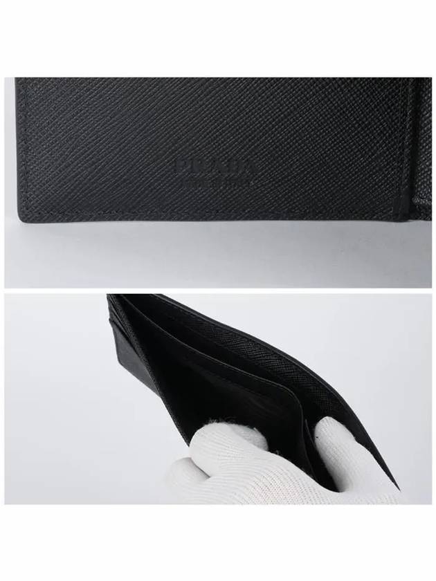 Saffiano Leather Half Wallet Black - PRADA - BALAAN 6