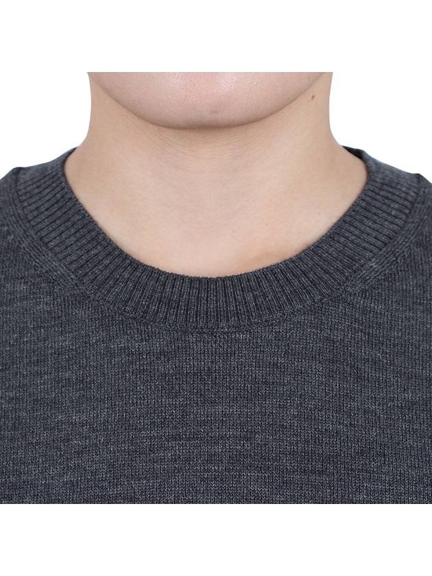 Heart Logo Crew Neck Merino Wool Knit Top Grey - AMI - BALAAN 6