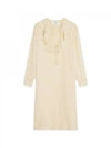 Jabot Lightweight Silk Sable Midi Dress Cream - CELINE - BALAAN 2