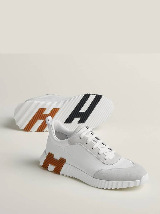 Bouncing Sneakers Calfskin Suede Goatskin Blanc - HERMES - BALAAN 2