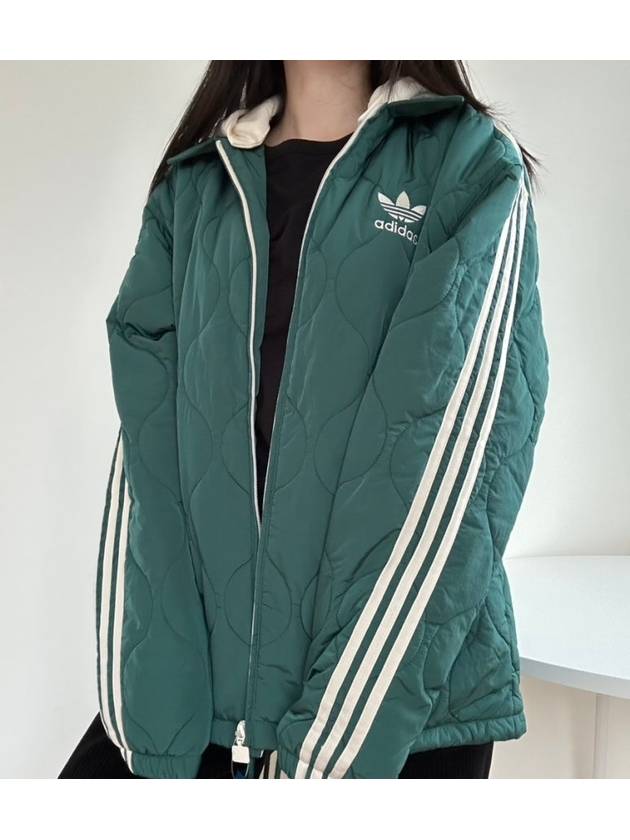 Classic Sports Fleece Quilted Hooded Jacket Green - ADIDAS - BALAAN 7