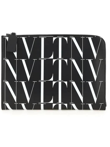 Men's VLTN Clutch Bag Black - VALENTINO - BALAAN 1