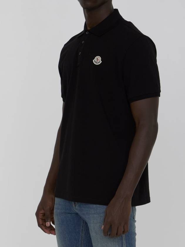 Logo Patch Short Sleeve Polo Shirt Black - MONCLER - BALAAN 3