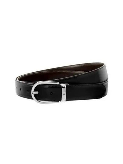 Horseshoe Buckle Reversible Leather Belt Black Brown - MONTBLANC - BALAAN 2