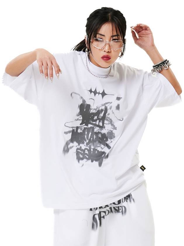 Vintage Graphic Oversized Short Sleeve T-Shirt White - HOLY NUMBER 7 - BALAAN 1