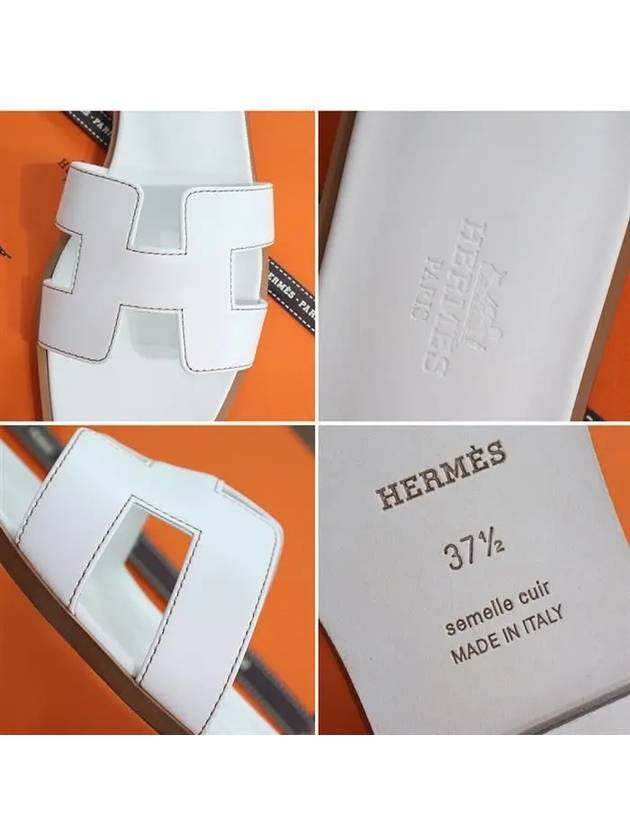 Oran Calfskin Slippers Blanc - HERMES - BALAAN 6