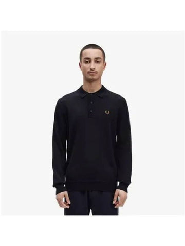 Fred Perry Sharp Long Sleeve Classic Knit Shirt Navy AFPM2434535 795 - FRED PERRY - BALAAN 1