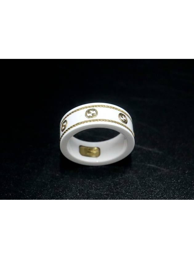 Women s Ring White Gucci 606826 18K Yellow Gold Zirconia Interlocking G Icon No 10 - GUCCI - BALAAN 6