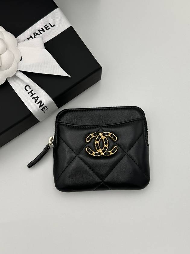 19 Zipper Card Coin Purse Gold Plated Black Lambskin AP2086 - CHANEL - BALAAN 1