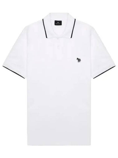 Regular Fit Zebra Wappen Short Sleeve PK Shirt White - PAUL SMITH - BALAAN 1