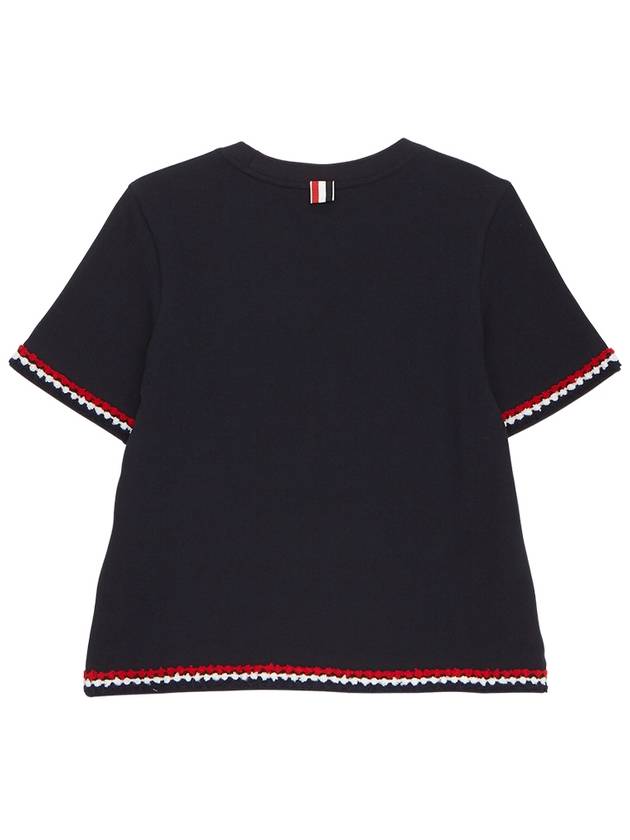 RWB Stripe Cotton Short Sleeve T-Shirt Navy - THOM BROWNE - BALAAN 3