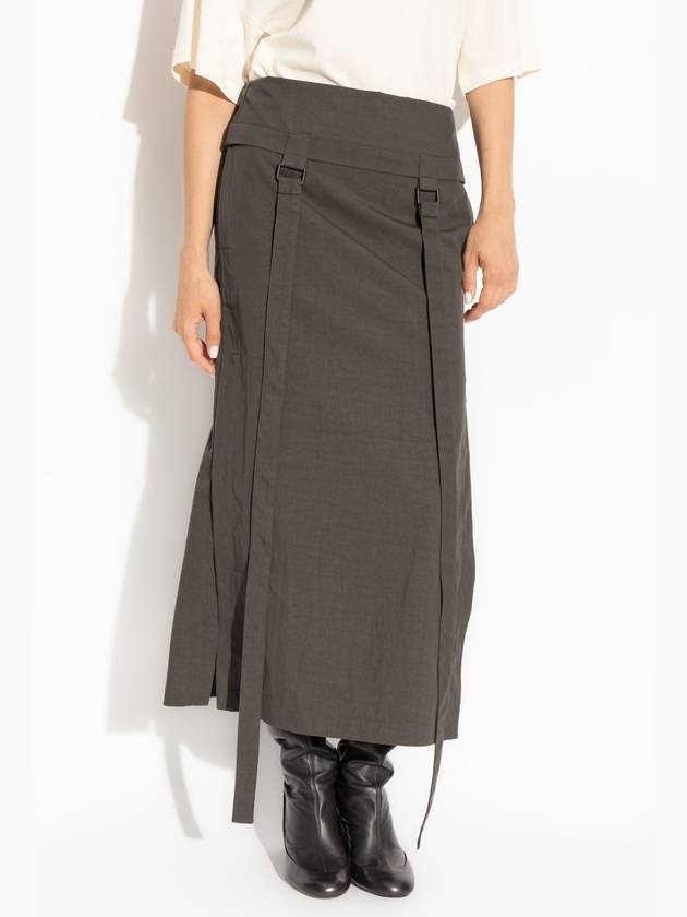 Strap WR Tumbled Cotton A Line Skirt Dark Coffee - LEMAIRE - BALAAN 4