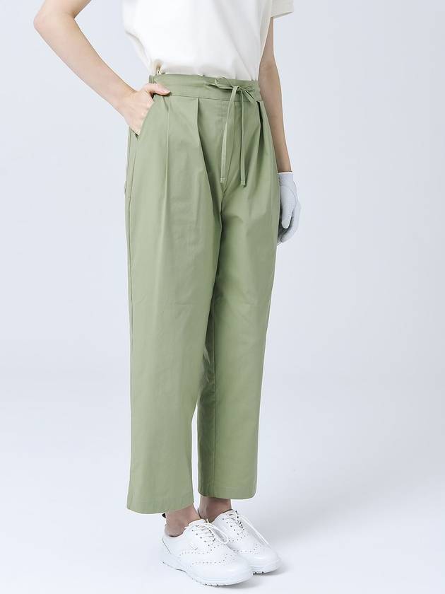 Light Cotton Nylon Span Pin Tuck Banding Wide Soft Apple Green Pants DO3242PT004 1 - DOYOUKNOWMC GOLF WEAR - BALAAN 2