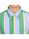 Straight Fit Button Down Short Sleeve Shirt Green Blue - THOM BROWNE - BALAAN 7