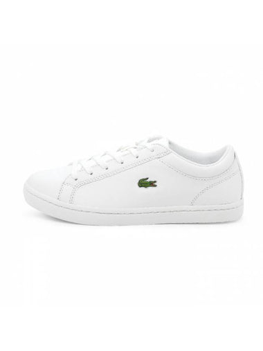 Straightset Leather Low Top Sneakers White - LACOSTE - BALAAN 1