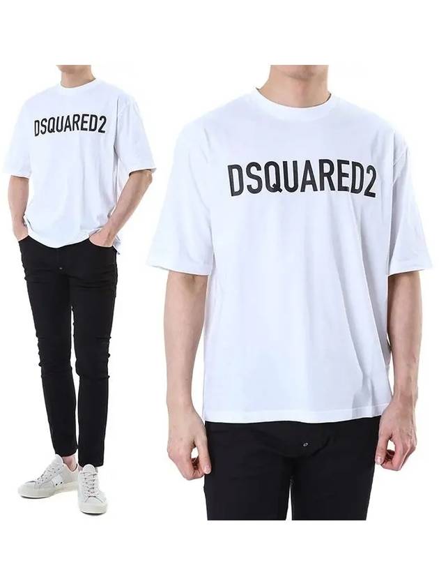 Logo Print Short Sleeve T Shirt White - DSQUARED2 - BALAAN 3