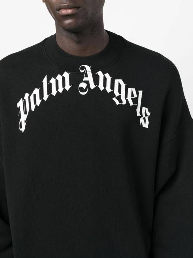 Curve Logo Print Sweatshirt Black - PALM ANGELS - BALAAN 5