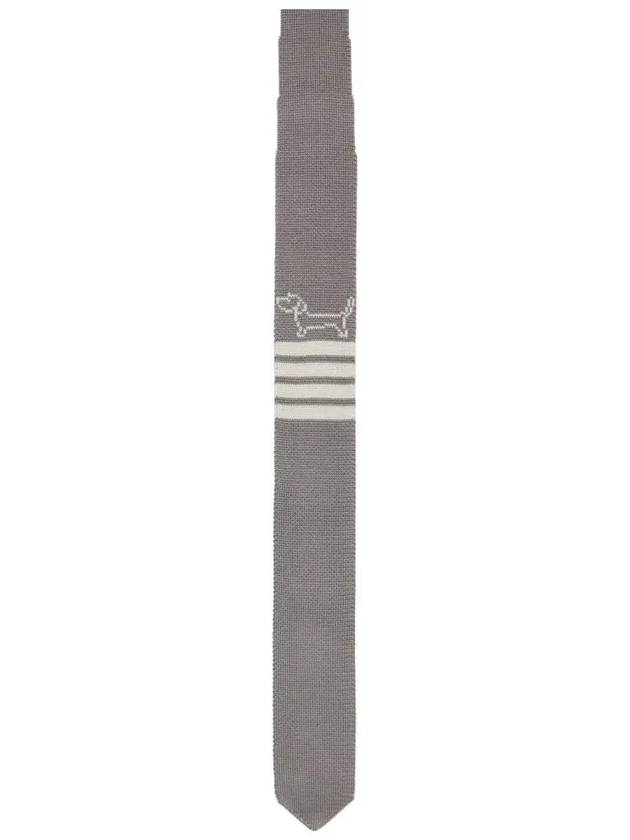 Hector Icon 4 Bar Silk Knit Tie Light Grey - THOM BROWNE - BALAAN 3