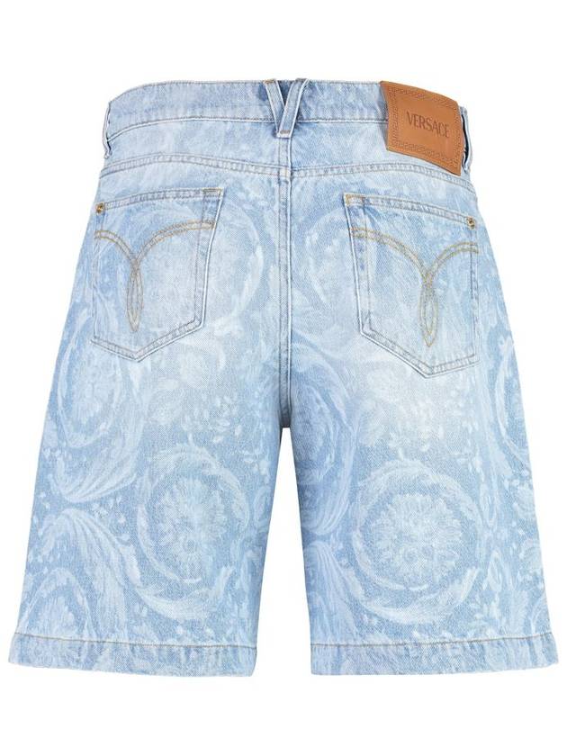 Midrise Logo Printed Denim Shorts Blue - VERSACE - BALAAN 3