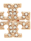 Crystal Logo Stud Earrings Rose Gold - TORY BURCH - BALAAN 5