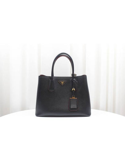 Saffiano Dubl Medium Tote Shoulder Bag Black 1BG775 - PRADA - BALAAN 2